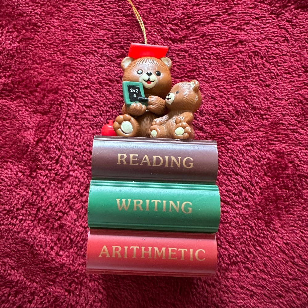 Vintage 1989 House of Lloyd Bears on Books School Teacher Christmas Ornament